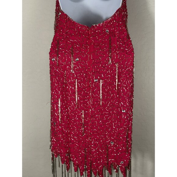 VTG 90’s Y2K Nite Line Hot Pink Beaded Tassel Bombshell Dress 2 Read Measurmnt - Picture 15 of 16